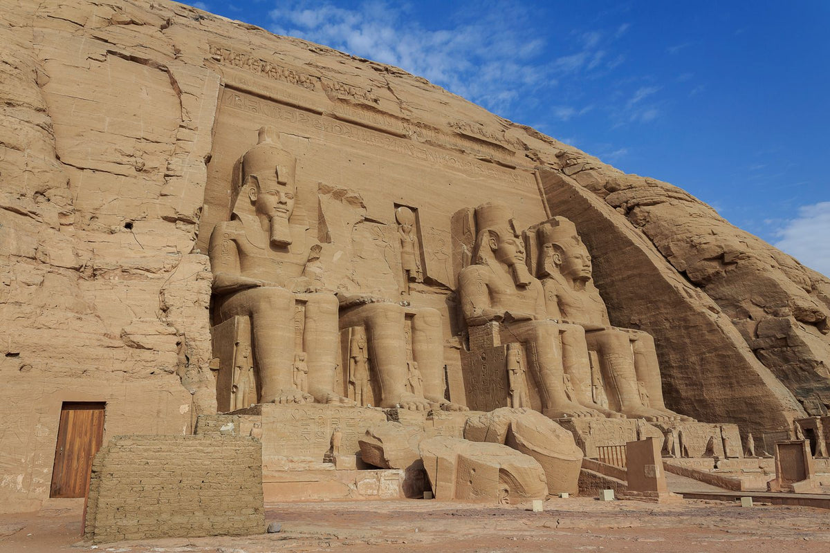 Abu Simbel temple facade on Lake Nasser