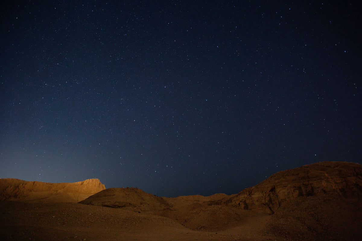 Starry night sky over the desert near the Nile, Egypt